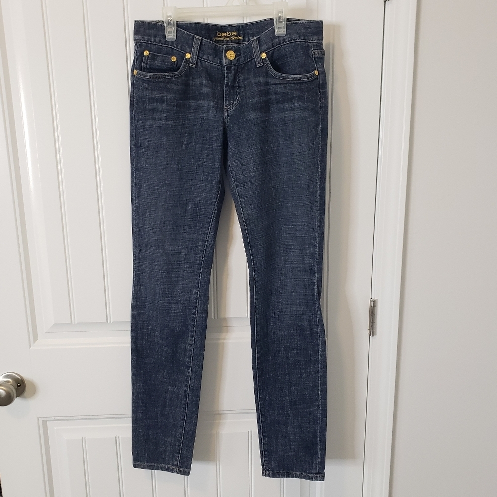 Vintage Bebe Carmen Skinny Rivet Low-Rise denim Y2K Made in USA Jeans Size 29
